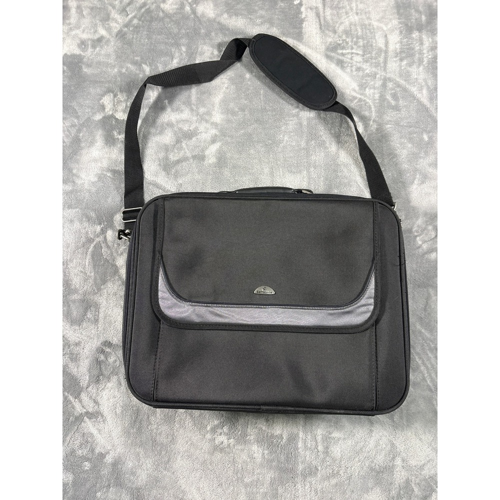 Samsonite Unisex Laptop Messenger Bag OS Black Gray Padded Multi Pocket Travel